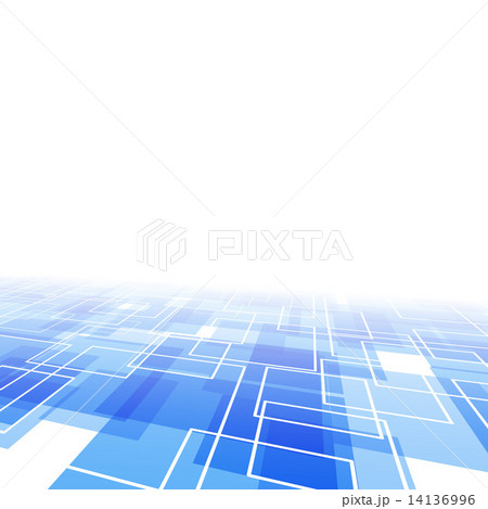 Modernistic blue tile perspective backdrop 14136996