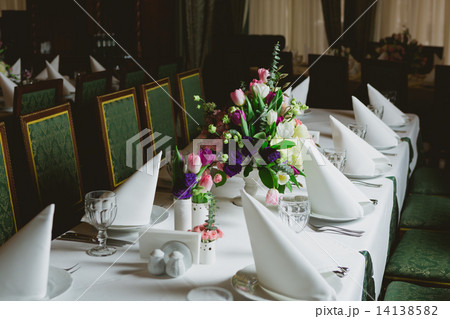 Beautiful flowers on table 14138582