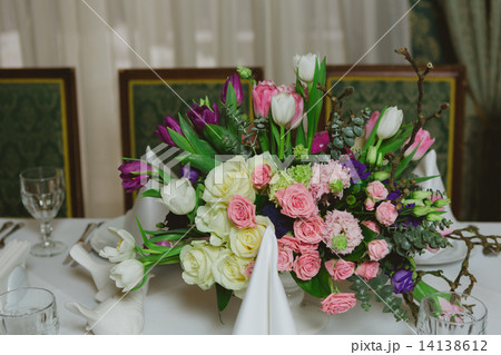 Beautiful flowers on table 14138612