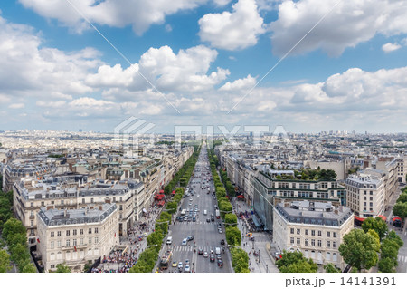 Champs elysees Avenue view from Arc de Triomphe, Paris, France 14141391