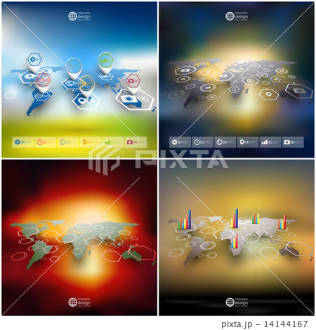 Set of world maps in perspective, blurred infographic vector templates for business design Set of world maps in perspective, blurred infographic vector templates for business design 14144167
