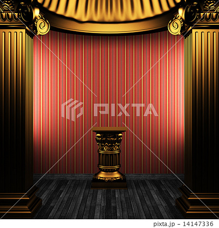 bronze columns, pedestal and wallpaper 14147336