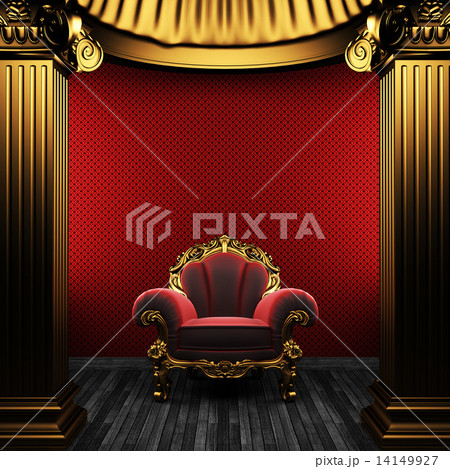 bronze columns, chair and wallpaper 14149927