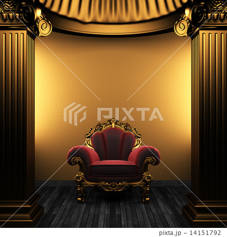 bronze columns, chair and wallpaper 14151792