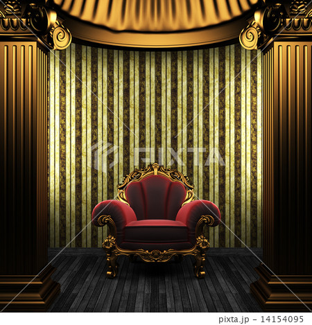 bronze columns, chair and wallpaper 14154095