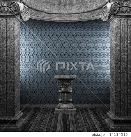 stone columns, pedestal and wallpaper 14154516