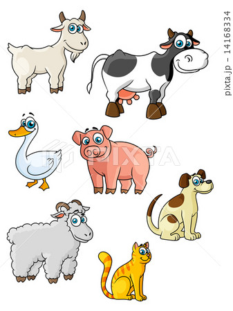 Cartoon cow, dog, sheep, pig, cat, goat, goose 14168334