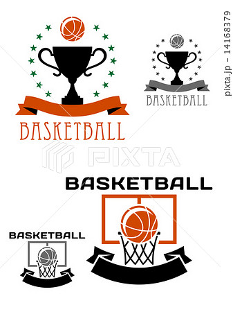 Basketball logo with balls, basket, trophy 14168379