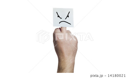 middle finger with a sticker angry face 14180021