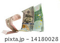 Russian currency ruble is standing on knees before dollar and euro  14180028