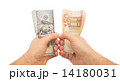 pov two hands holding dollars and euros isolated 14180031