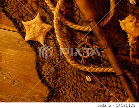 Sea concept on a wooden table background 14181125