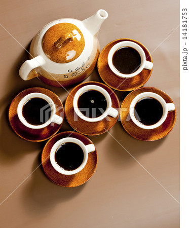 still life of coffee cups and coffeepot 14181753