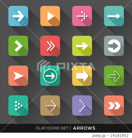Arrow Sign Flat Icons Set 14181952