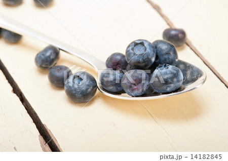 fresh blueberry on silver spoon 14182845
