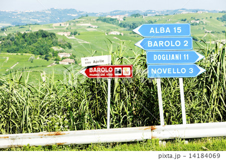 signposts near Barolo, Piedmont, Italy signposts near Barolo, Piedmont, Italy 14184069
