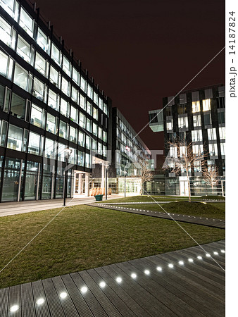 Modern business center in Warsaw at night. Modern business center in Warsaw at night. 14187824