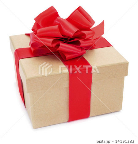 cardboard gift box with a red ribbon bow cardboard gift box with a red ribbon bow 14191232