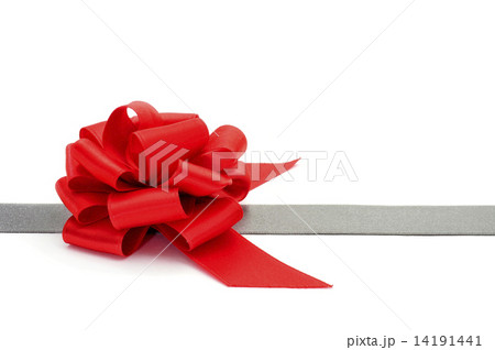 silver ribbon and red ribbon bow 14191441