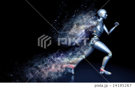 Running robot shattered into dust 14195267