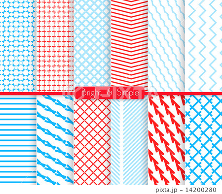Bright and simple red and shades of blue pattern set 14200280