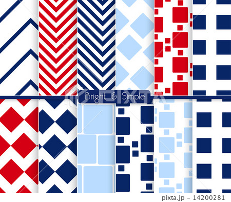 Bright and simple red dark and light blue squares pattern set 14200281