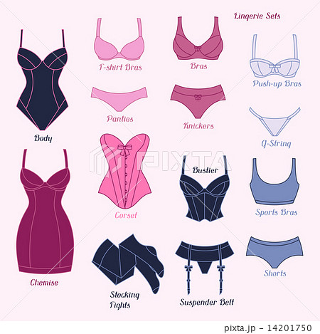 Fashion lingerie set of various female underwear. - Stock