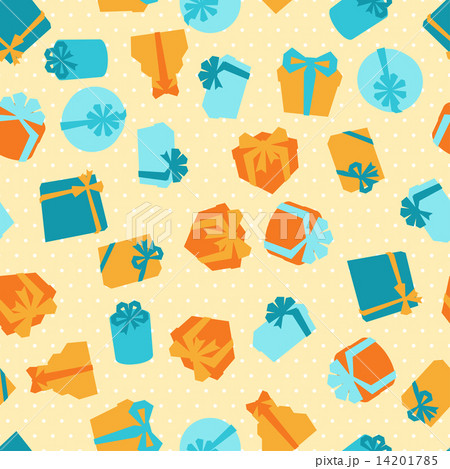 Seamless celebration pattern with colorful gift boxes. Seamless celebration pattern with colorful gift boxes. 14201785