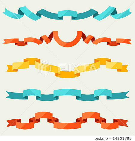 Set of ribbons for decoration in flat design style. 14201799
