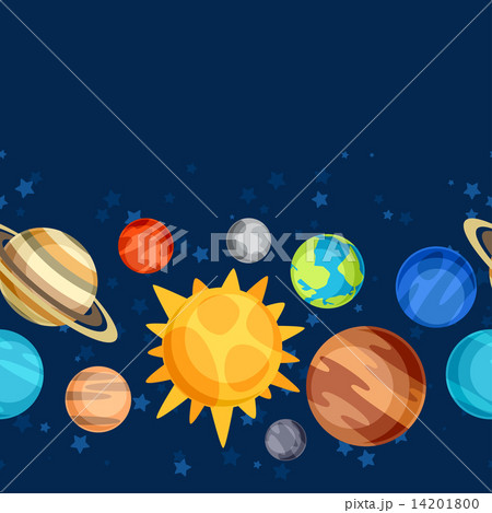 Cosmic seamless pattern with planets of the solar system. 14201800
