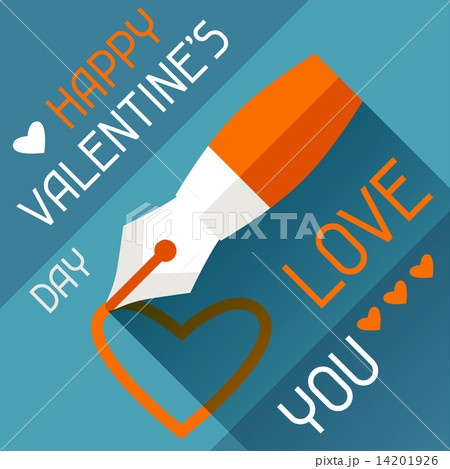 Happy Valentine's illustration in flat style. Happy Valentine's illustration in flat style. 14201926