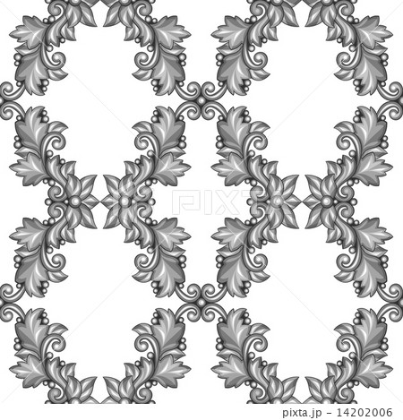 Seamless pattern with baroque ornamental floral silver elements. Seamless pattern with baroque ornamental floral silver elements. 14202006