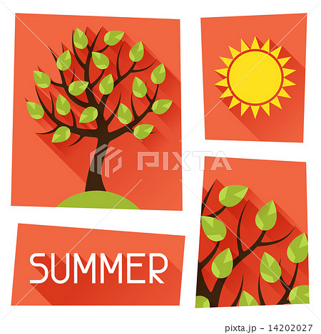 Seasonal illustration with summer tree in flat style. 14202027