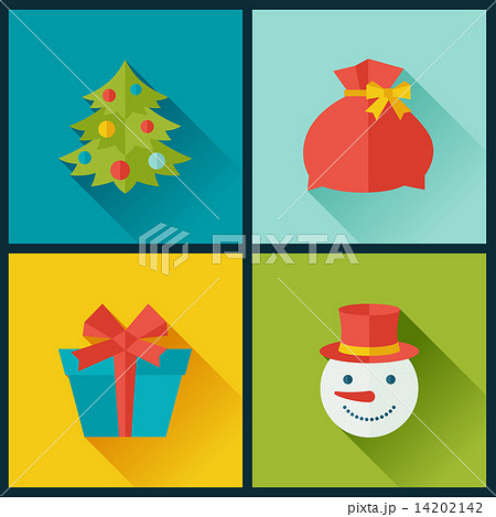Set of Merry Christmas and Happy New Year icons. 14202142