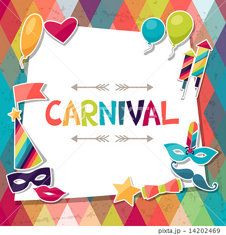 Celebration background with carnival stickers and objects. 14202469