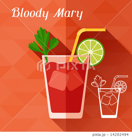 Illustration with glass of bloody mary in flat design style. 14202494