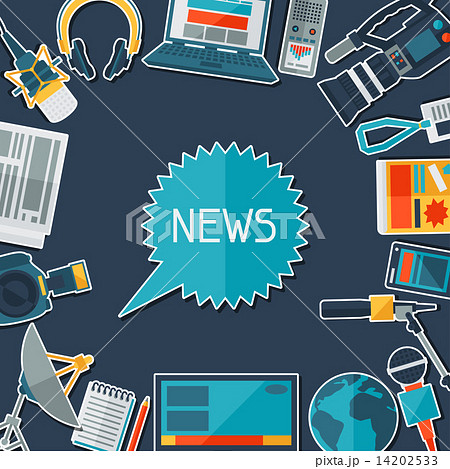 Background with journalism icons. 14202533