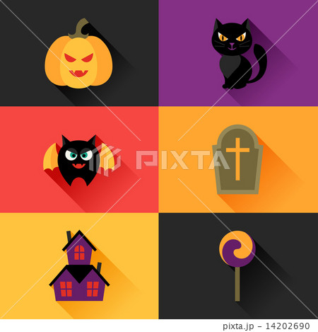 Happy halloween icon set in flat design style. 14202690