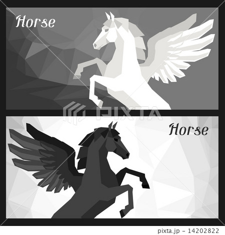 Backgrounds With Horse Pegasus In Flat Style のイラスト素材 1422