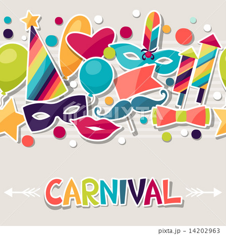 Celebration seamless pattern with carnival stickers and objects. 14202963