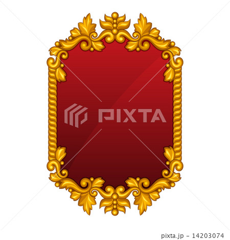 Baroque ornamental antique gold frame on white background. 14203074
