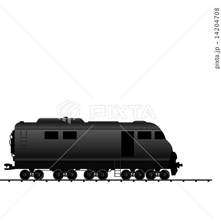Illustration powered locomotive railroad train, black transporta 14204708