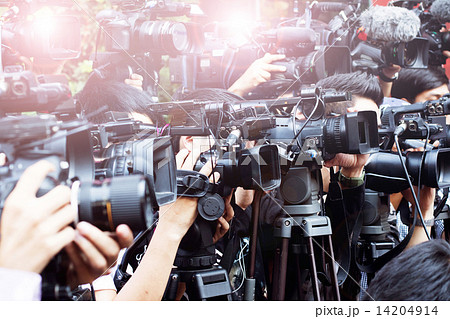 press and media camera ,video photographer on duty in public new 14204914