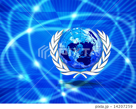 地球と国際連合のマークのイメージのイラスト素材