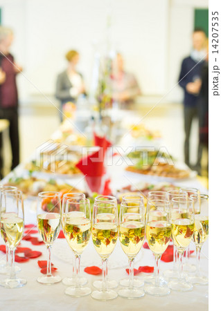 Banquet event. Champagne on table. 14207535