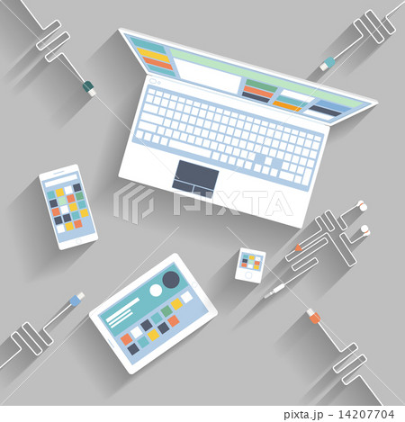 Laptop, digital tablet, smartphone with usb cable 14207704
