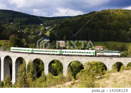 passenger train on viaduct Novina, Krystofovo Valley, Czech Repu passenger train on viaduct Novina, Krystofovo Valley, Czech Repu 14208129