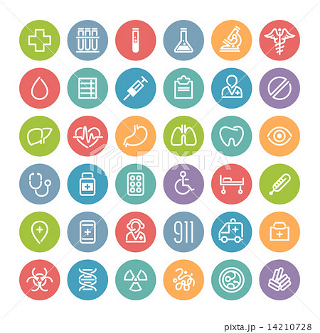 Set of Flat Round Medical Icons 14210728