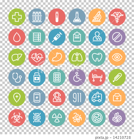 Set of Flat Round Medical Icons 14210728