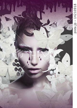 Woman's Face with Teardrops over Abstract Background Woman's Face with Teardrops over Abstract Background 14210918